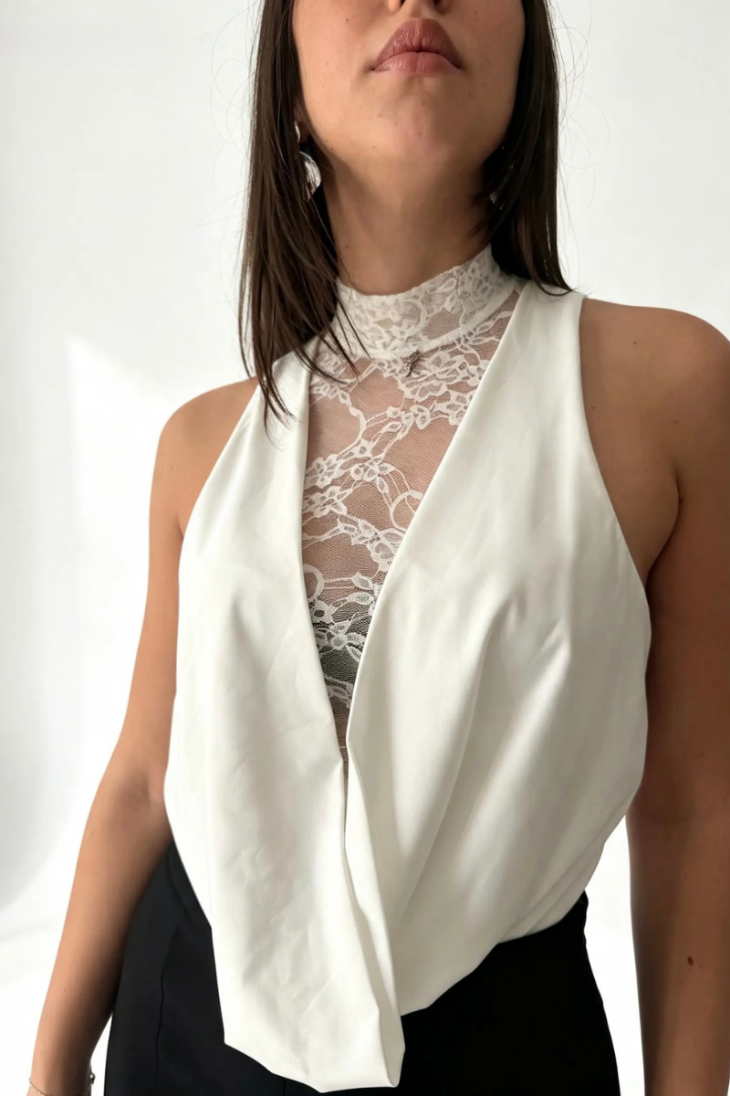 Body pizzo con Rosa